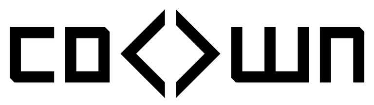 A bold, geometric logo design featuring the text "COOWN" in a modern, angular typeface. The most distinctive element is a diamond or rhombus shape positioned