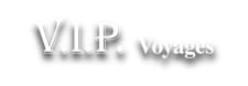 This image features a stylized text logo or header design with a luxury travel theme. The primary text "VIP" is prominently displayed in large, metallic silver