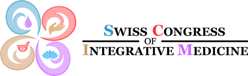 This image represents the branding and logo for the Swiss Congress of Integrative Medicine. The design features a modern, colorful circular emblem composed of