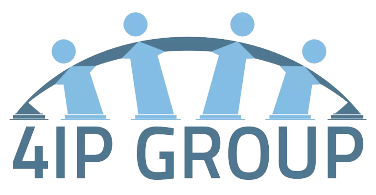 A professional logo design featuring classical architectural elements representing stability, support, and unity. The image depicts four blue pillars or