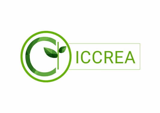 A modern, eco-friendly logo design featuring a stylized green letter "C" with an integrated plant seedling symbol, representing environmental sustainability,