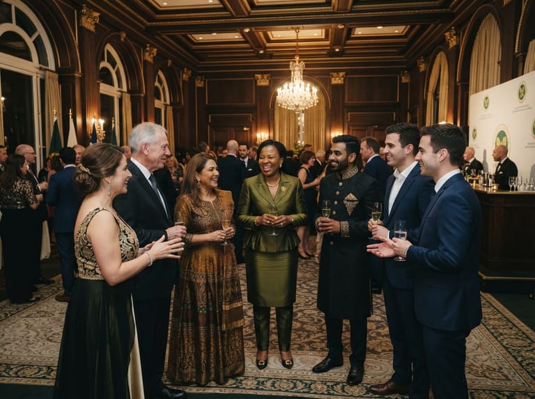 Community and diplomatic representatives at a reception