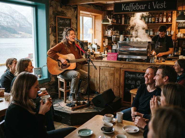 Intimate acoustic set inside a coffee bar