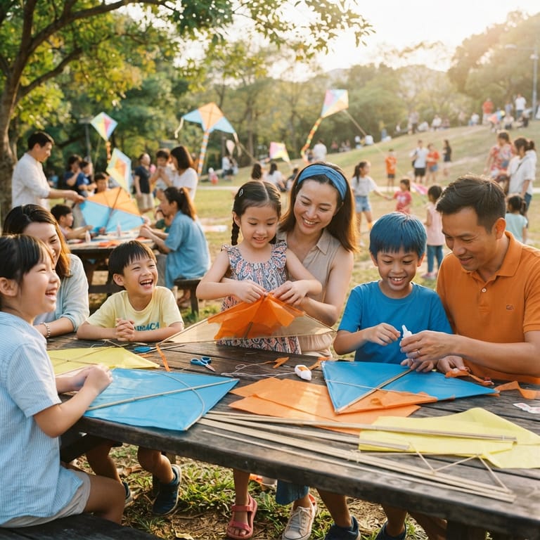 Children at a kite-making workshop